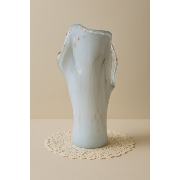 White & Copper Art Glass Swirl Vase (Murano Style) - Picture 4 of 5